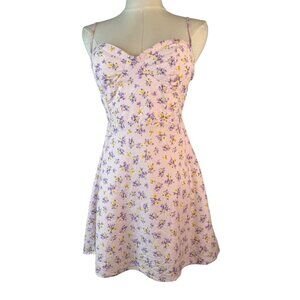 Strappy Small Back Mini Dress Pink/Purple Fully Lined Sweetheart Neckline